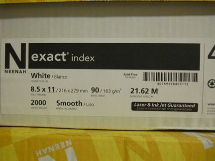 INDEX, WHITE 8 1/2 X 11