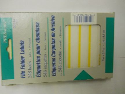 LABELS, DRI ROLL, YELLOW SELF ADHESIVE