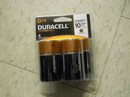 BATTERIES, D ALKALINE, 1.5 VOLT, DURACELL COPPERTOP 4/PK, DURACELL OR EQUAL