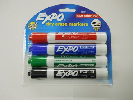 MARKERS, DRY ERASE, LOW ODOR, CHISEL TIP, BASIC ASSORTED