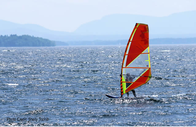 Surfboarders on Lake Champlain