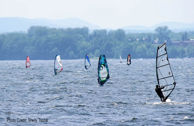 Surfboarders on Lake Champlain