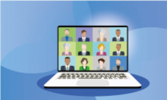 Clipart of computer screen with video conference meeting